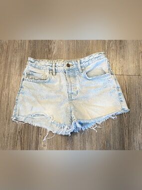 Free People Women’s Good Time Relaxed Distressed Jean Shorts Light Wash Sz 26 3”